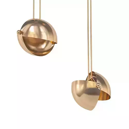 The Eirene two brass pendant lights hanging