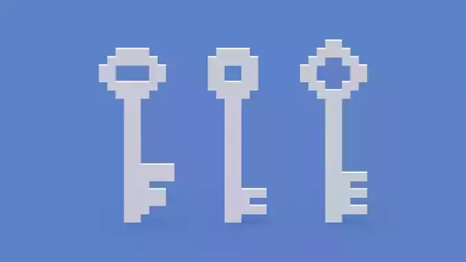  Voxel White Keys Low-poly 3D model