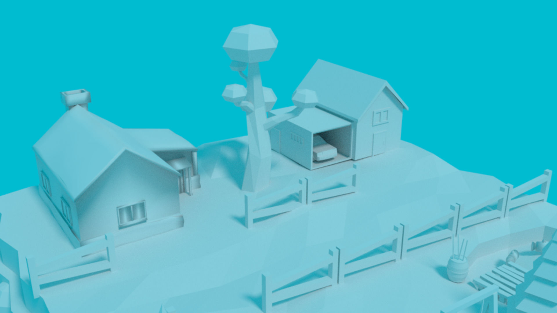 Low-Poly Cartoon Street Low-poly 3D model_5