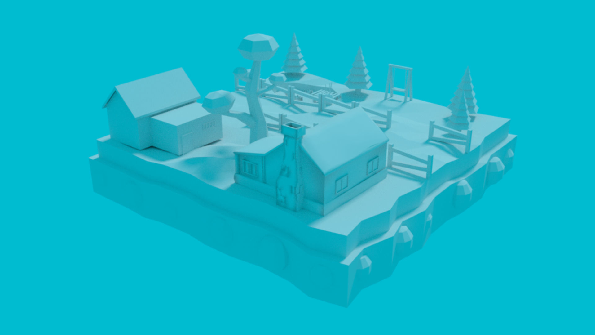 Low-Poly Cartoon Street Low-poly 3D model_4