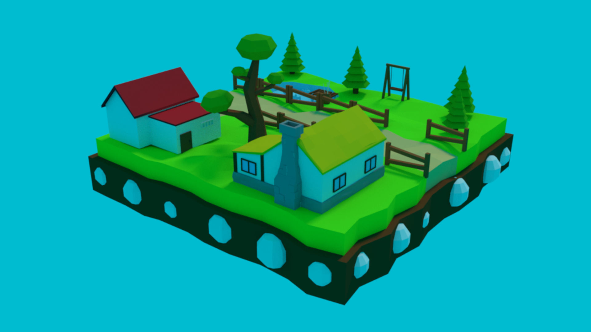 Low-Poly Cartoon Street Low-poly 3D model_1