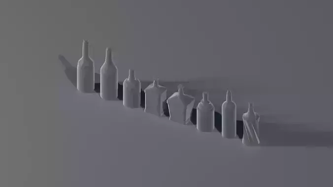 8 Bottles in different styles - 3D printable 3D print model