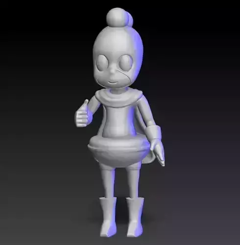 character girl with thumbs 3D print model