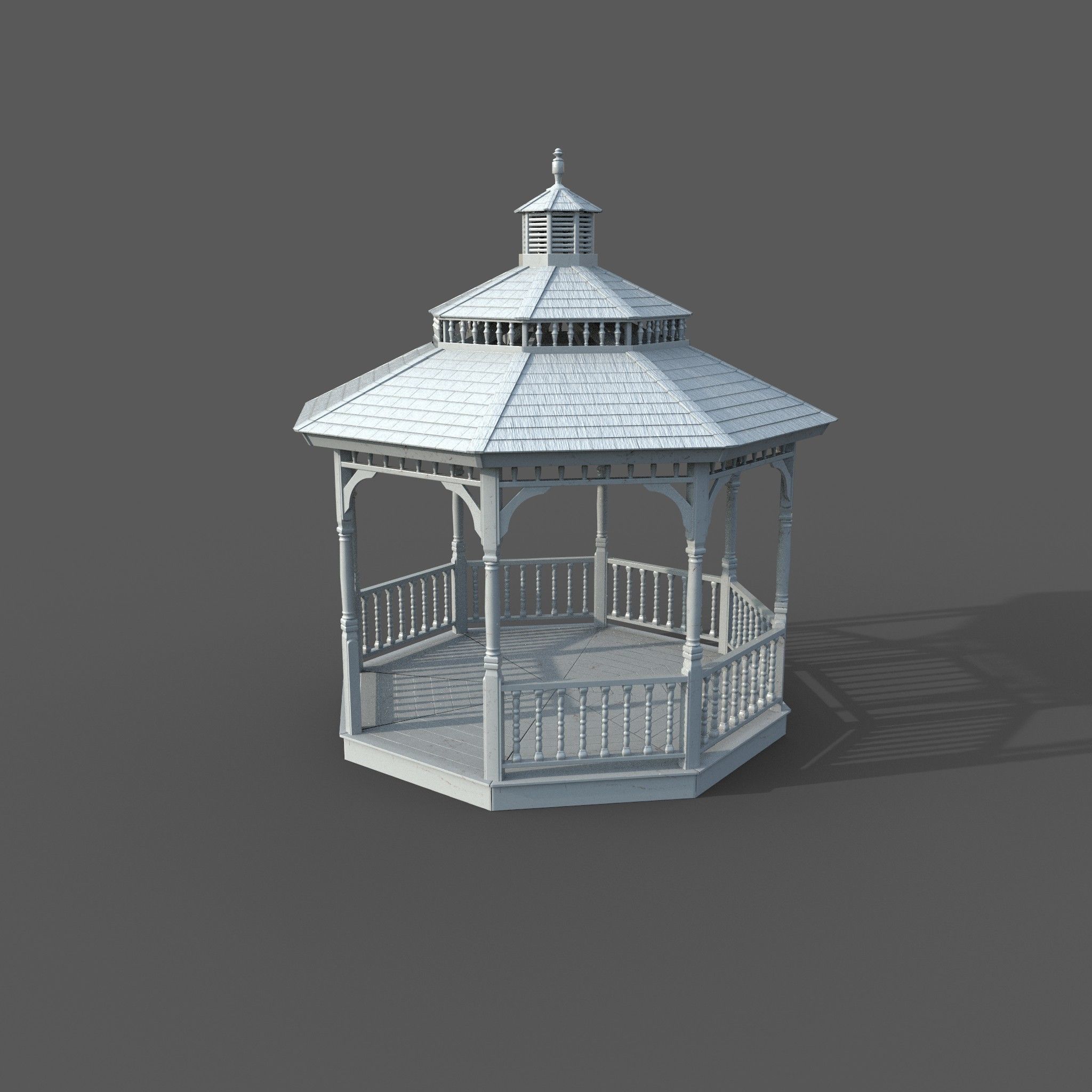 Garden Gazebo White Game Ready  Low-poly 3D model_7