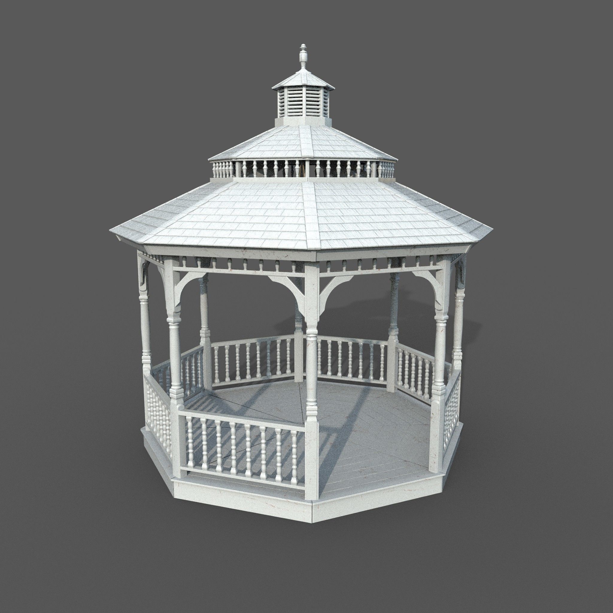 Garden Gazebo White Game Ready  Low-poly 3D model_1
