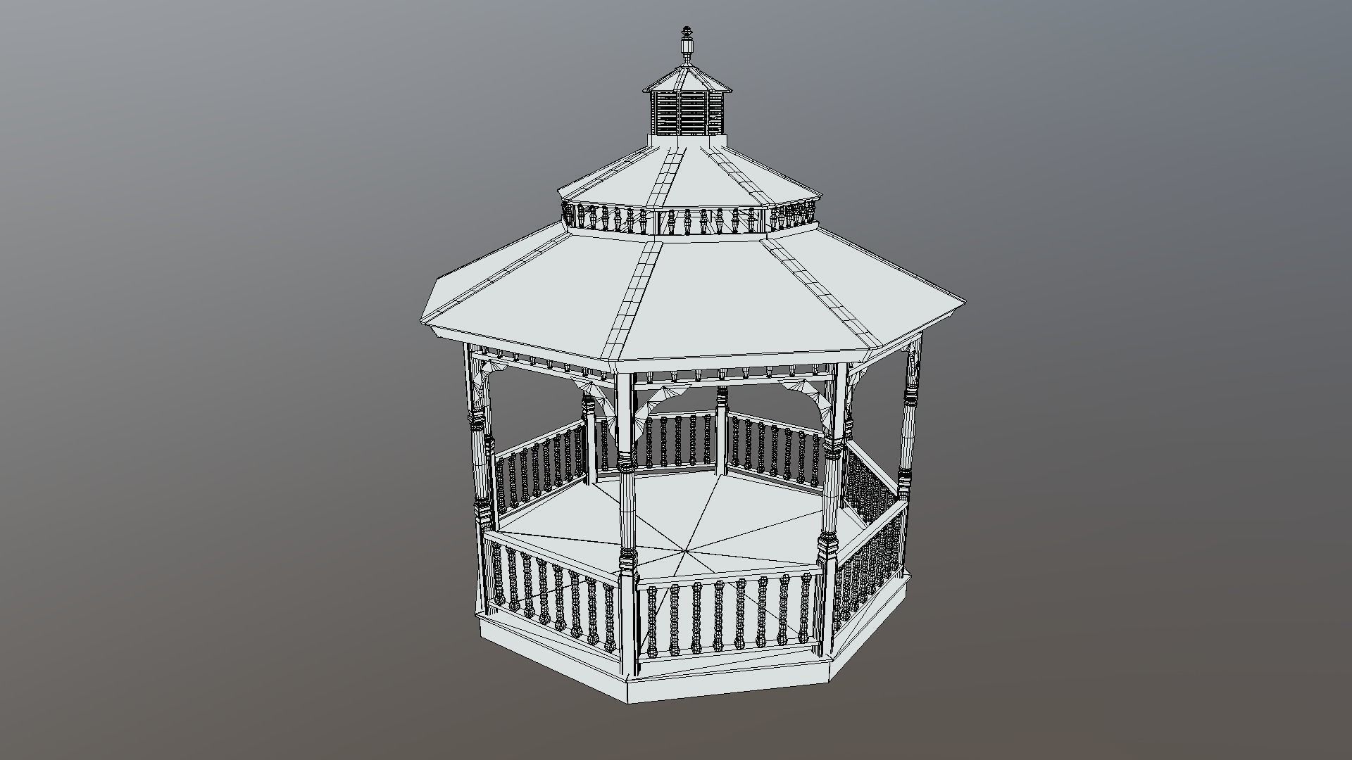 Garden Gazebo White Game Ready  Low-poly 3D model_5
