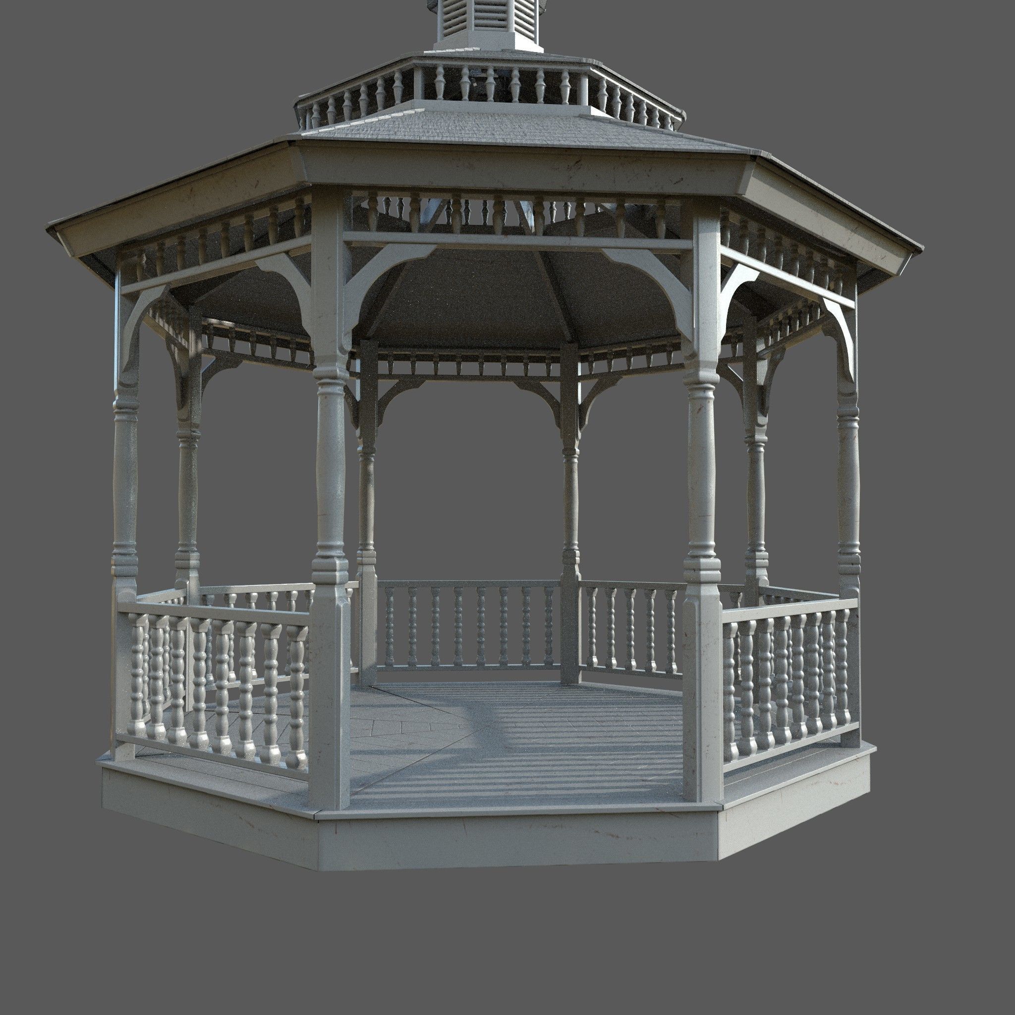 Garden Gazebo White Game Ready  Low-poly 3D model_9