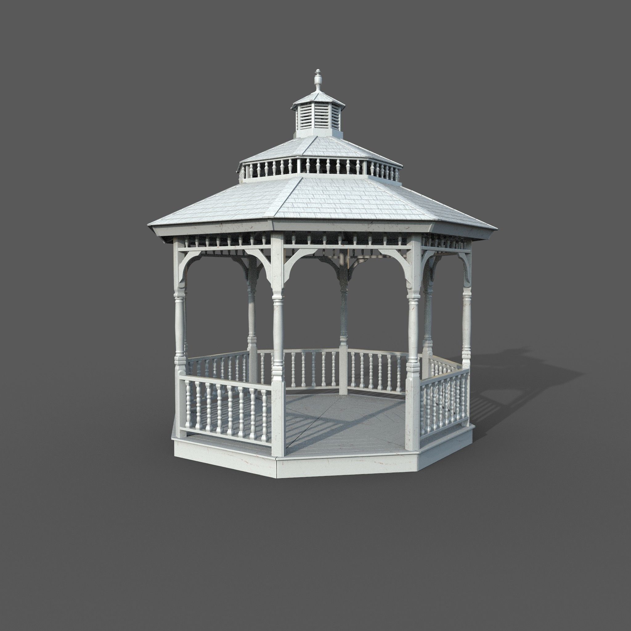 Garden Gazebo White Game Ready  Low-poly 3D model_8