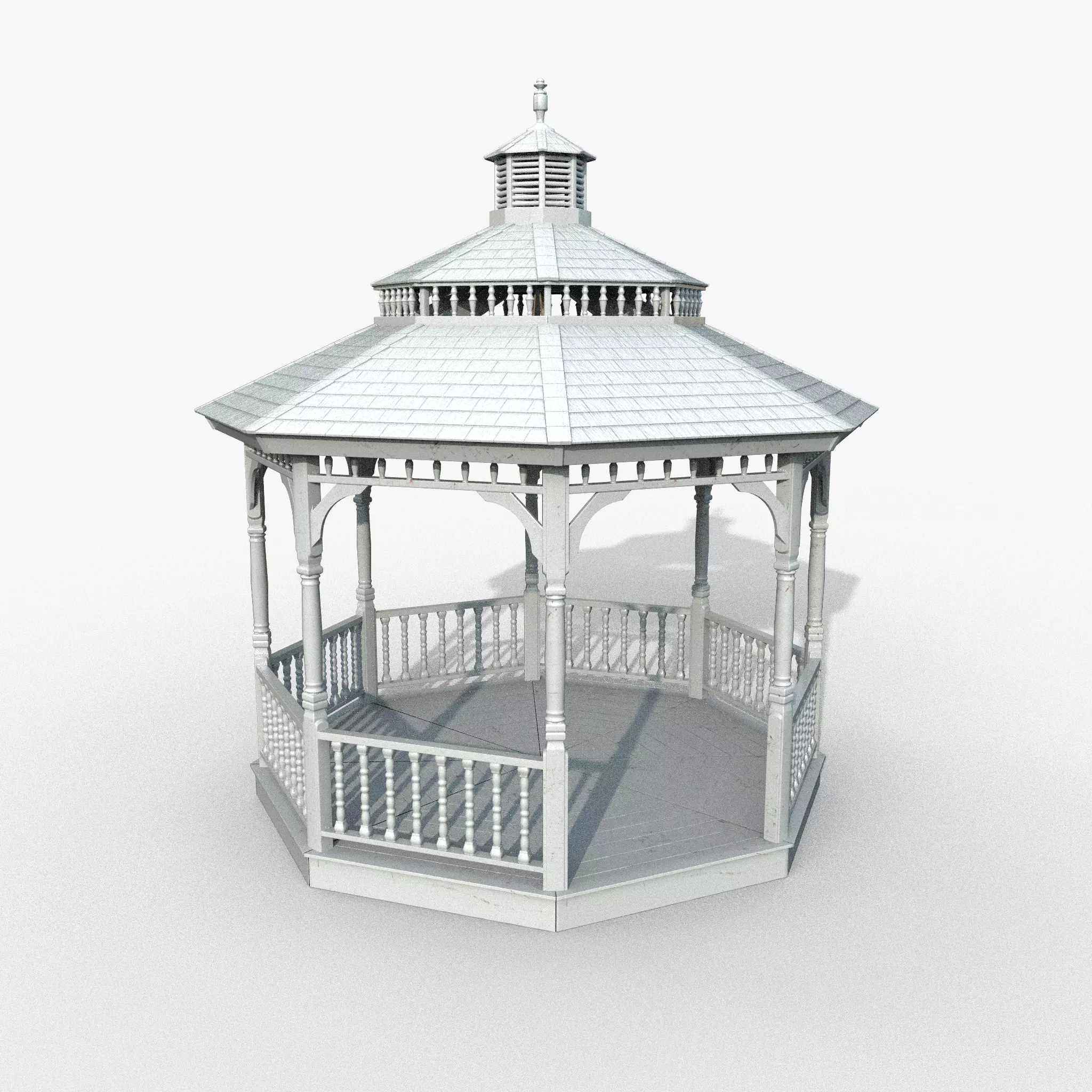 Garden Gazebo White Game Ready  Low-poly 3D model_0