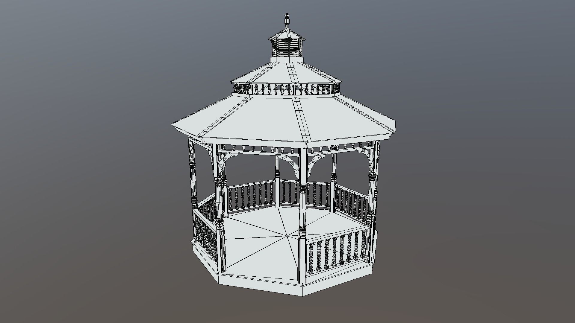 Garden Gazebo White Game Ready  Low-poly 3D model_3
