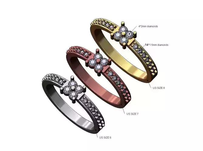 Square cluster diamond engagement ring Us sizes 6 7 8