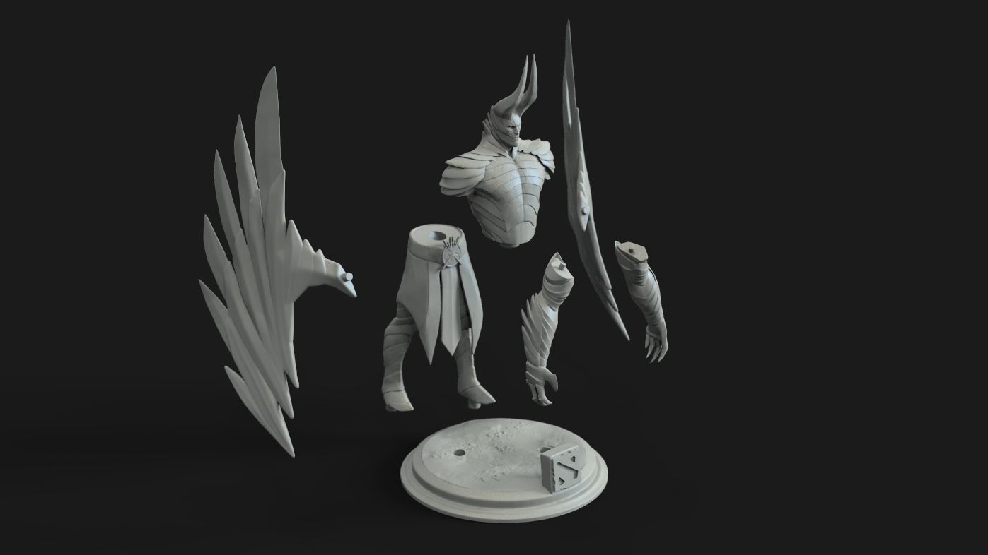 Terrorblade statue of man with wings 3D print model_1