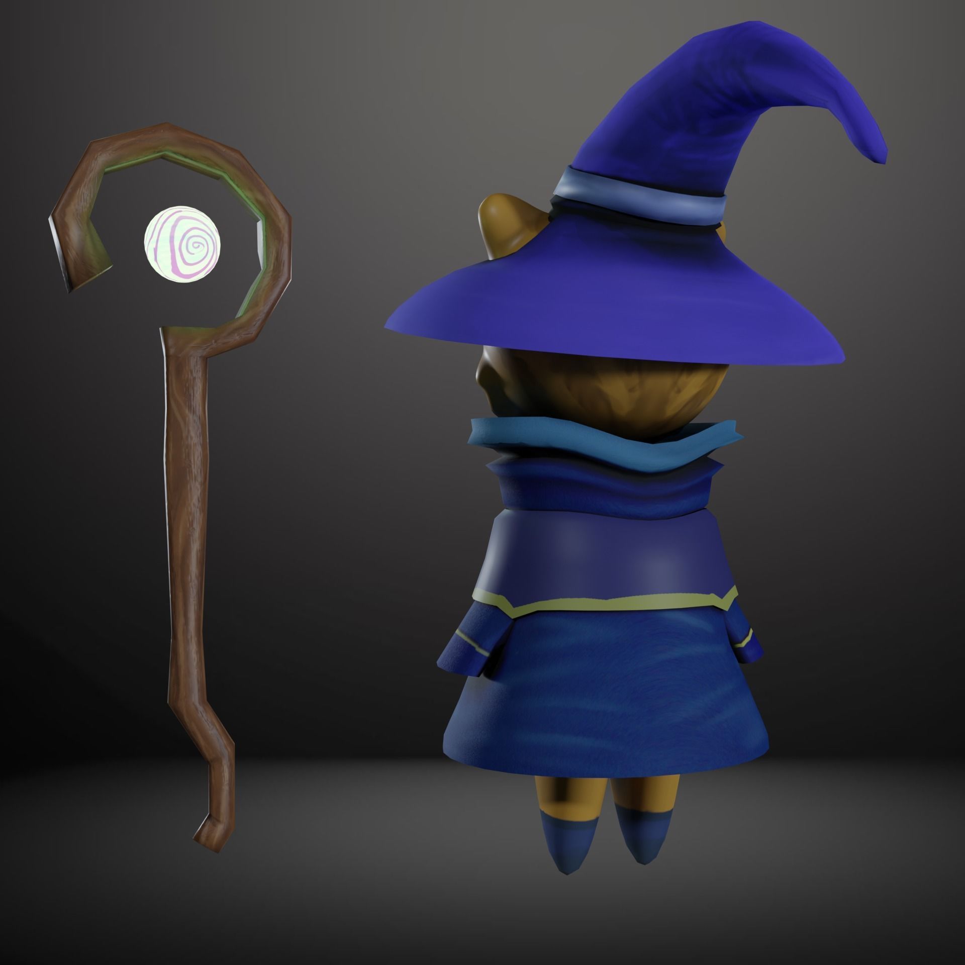 Ginger Cat with a Wizard Outfit Low-poly 3D model_2