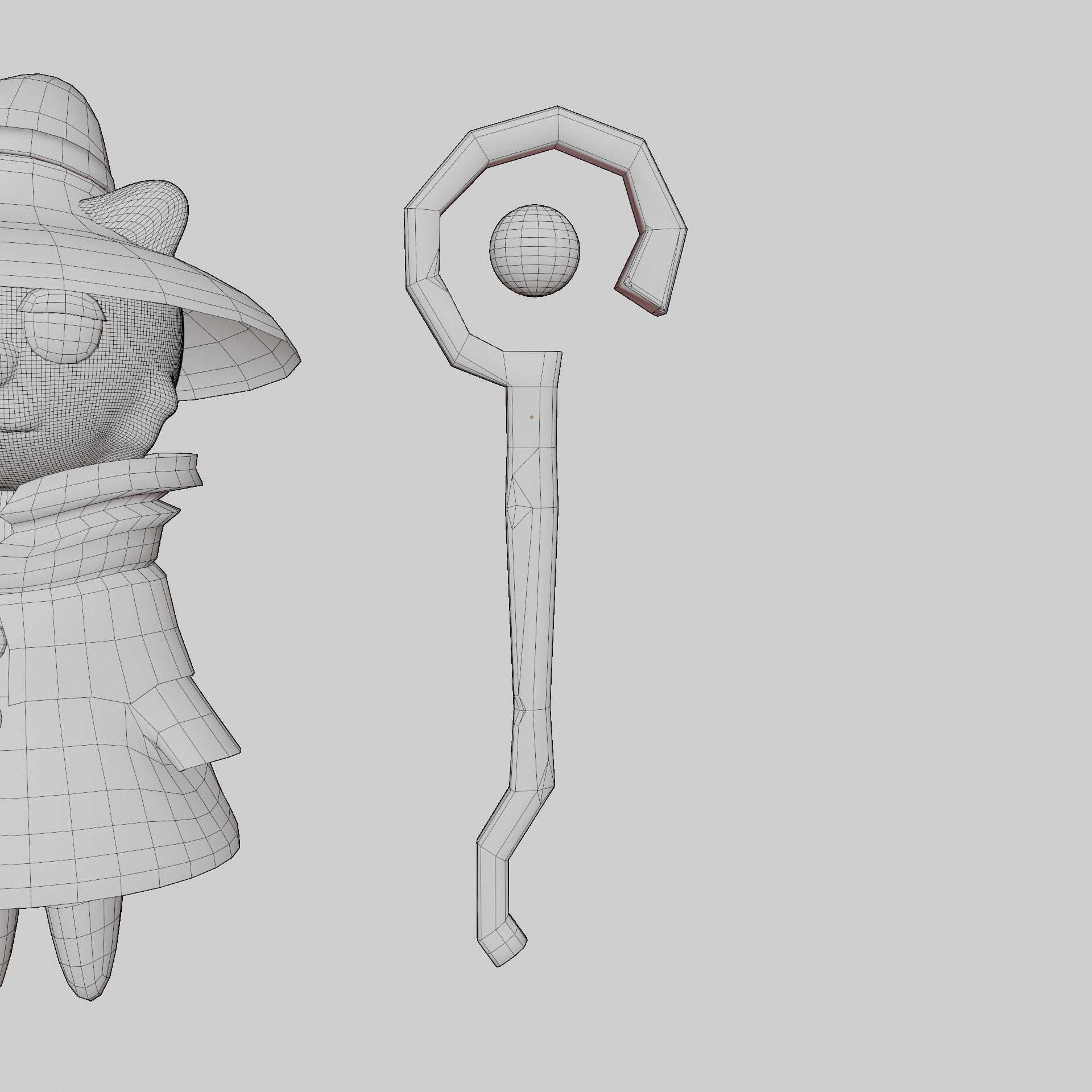 Ginger Cat with a Wizard Outfit Low-poly 3D model_6