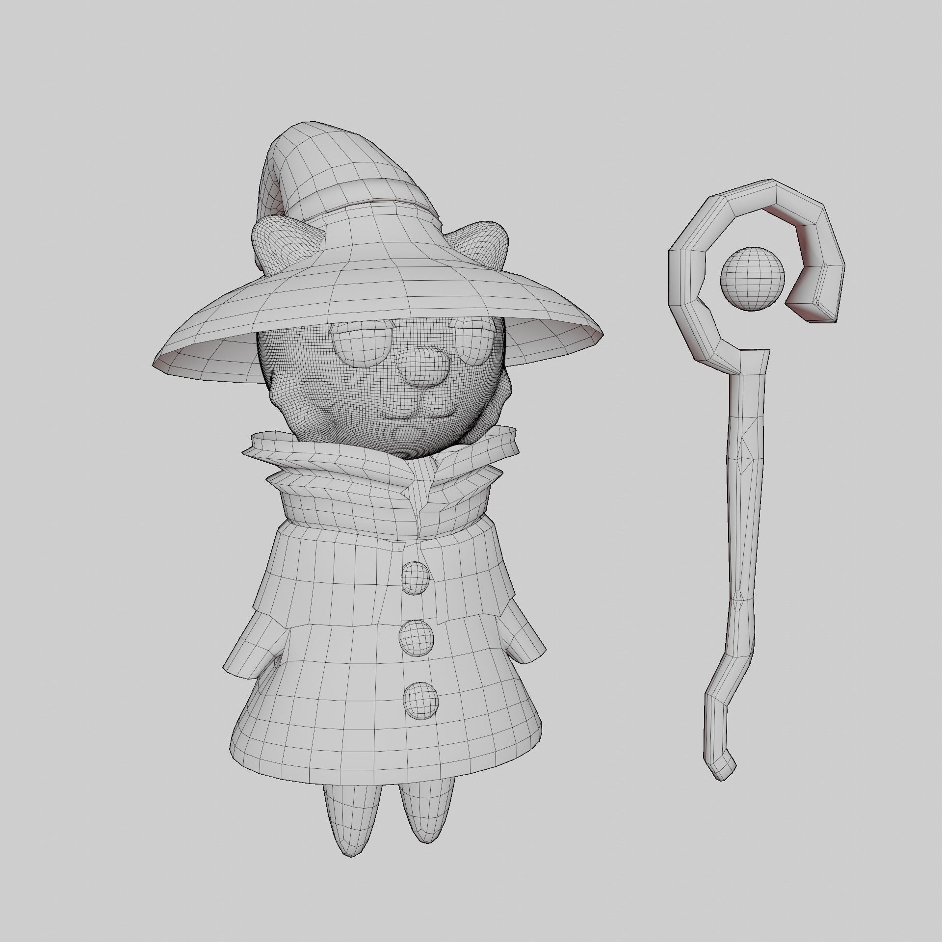 Ginger Cat with a Wizard Outfit Low-poly 3D model_5