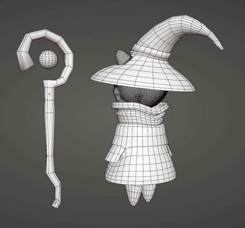 Ginger Cat with a Wizard Outfit Low-poly 3D model_4