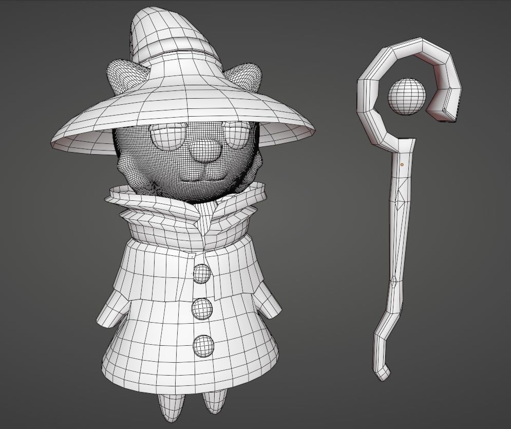 Ginger Cat with a Wizard Outfit Low-poly 3D model_3