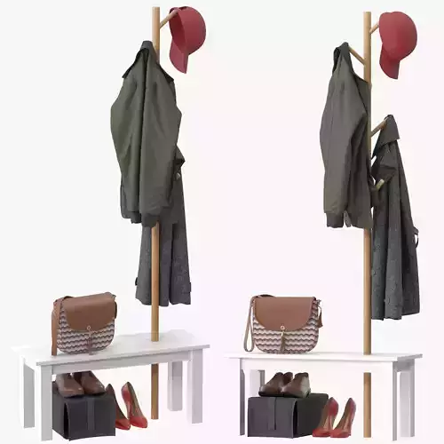 HOMCOM Bamboo Coat Rack 3D model