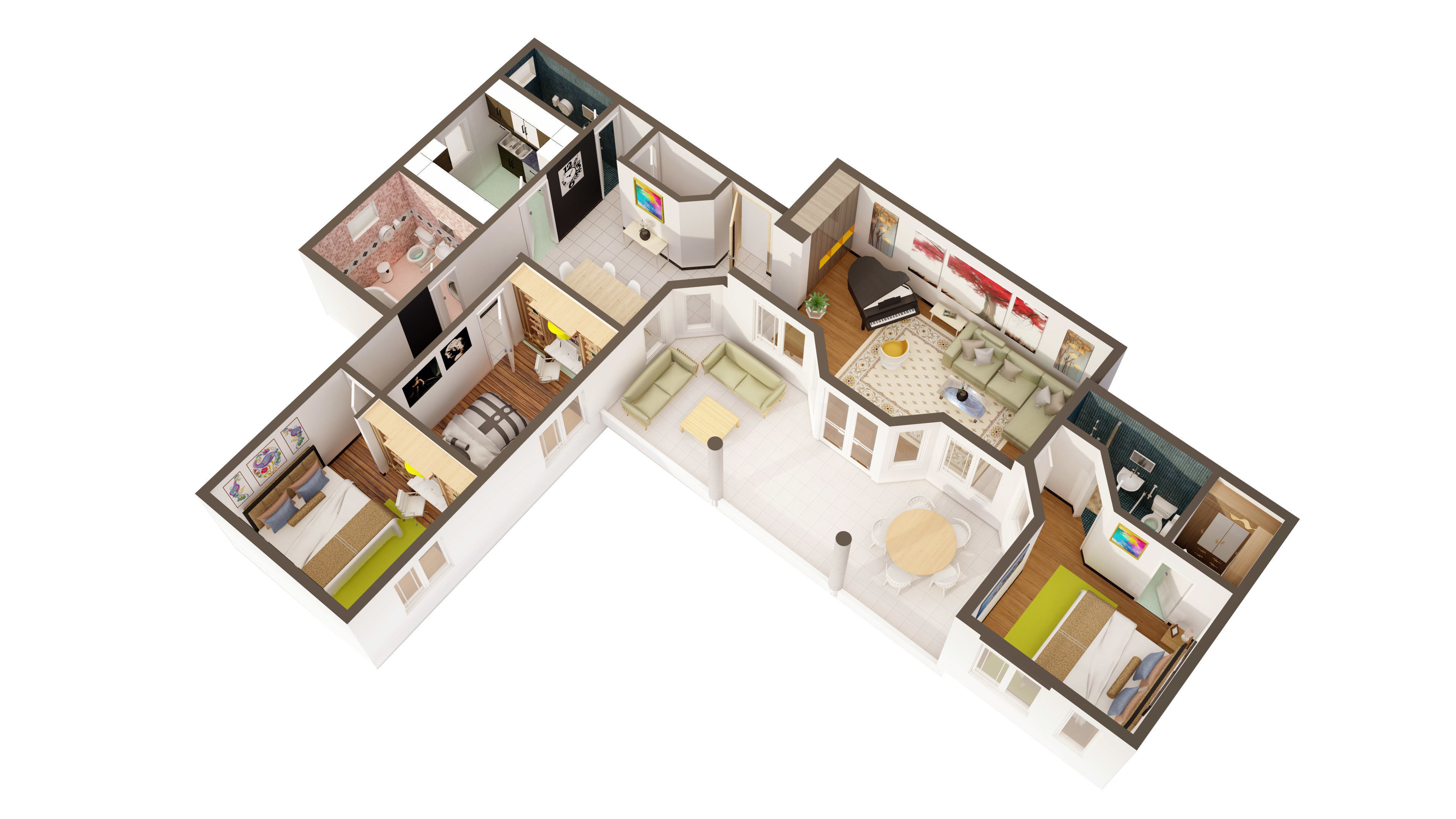 3d floor plan-Interior plan 3D model_2