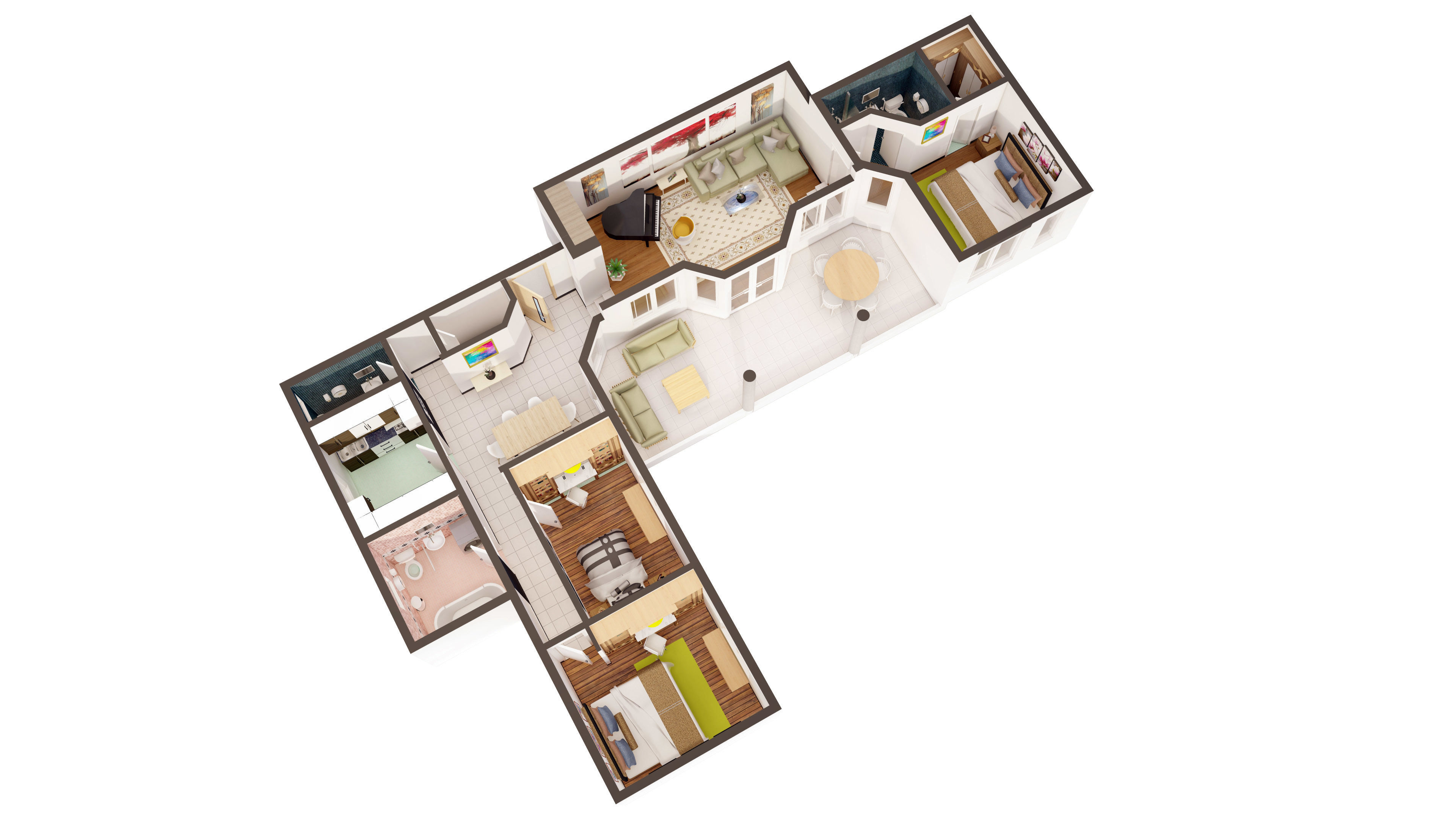 3d floor plan-Interior plan 3D model_1