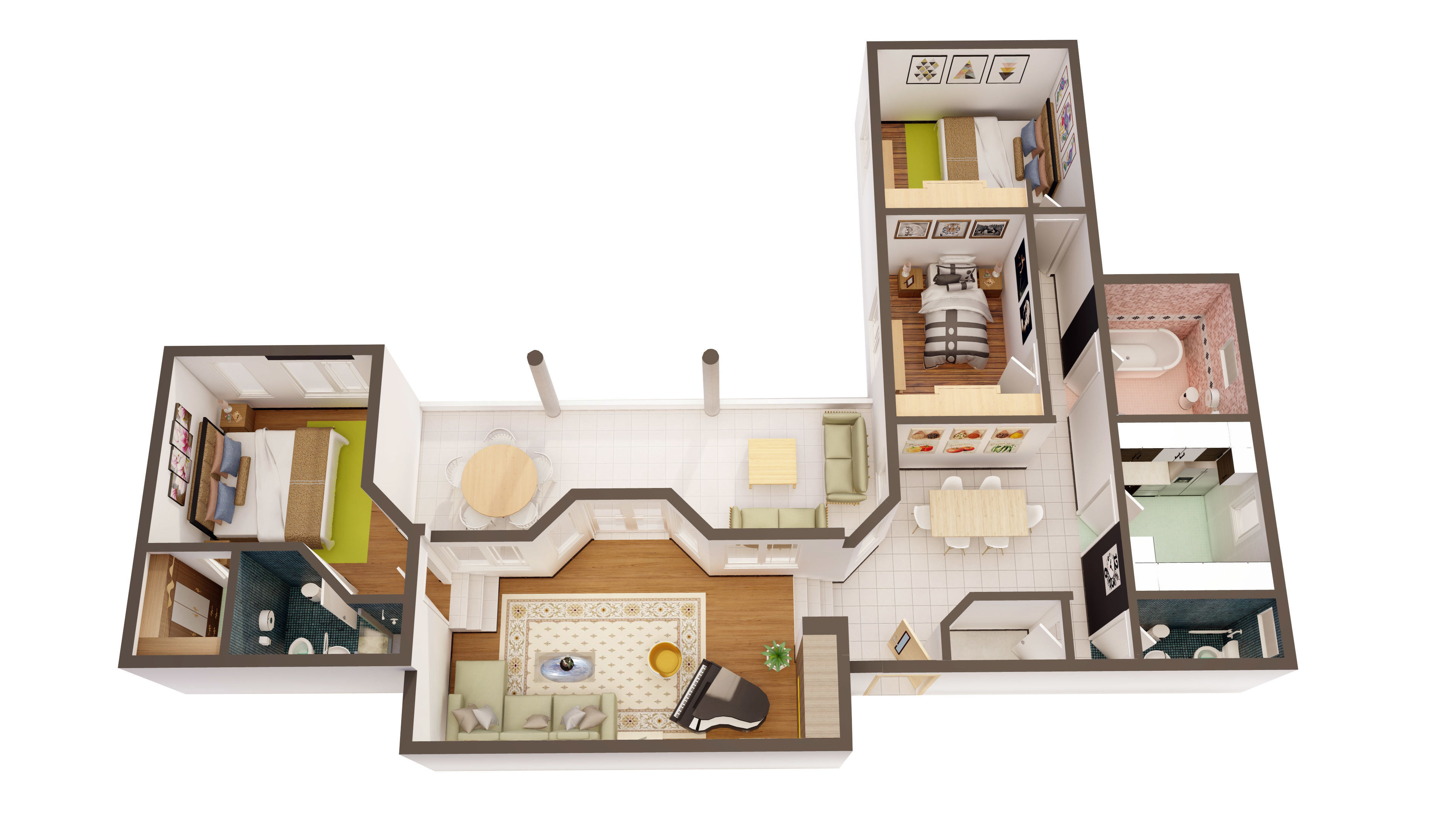 3d floor plan-Interior plan 3D model_3