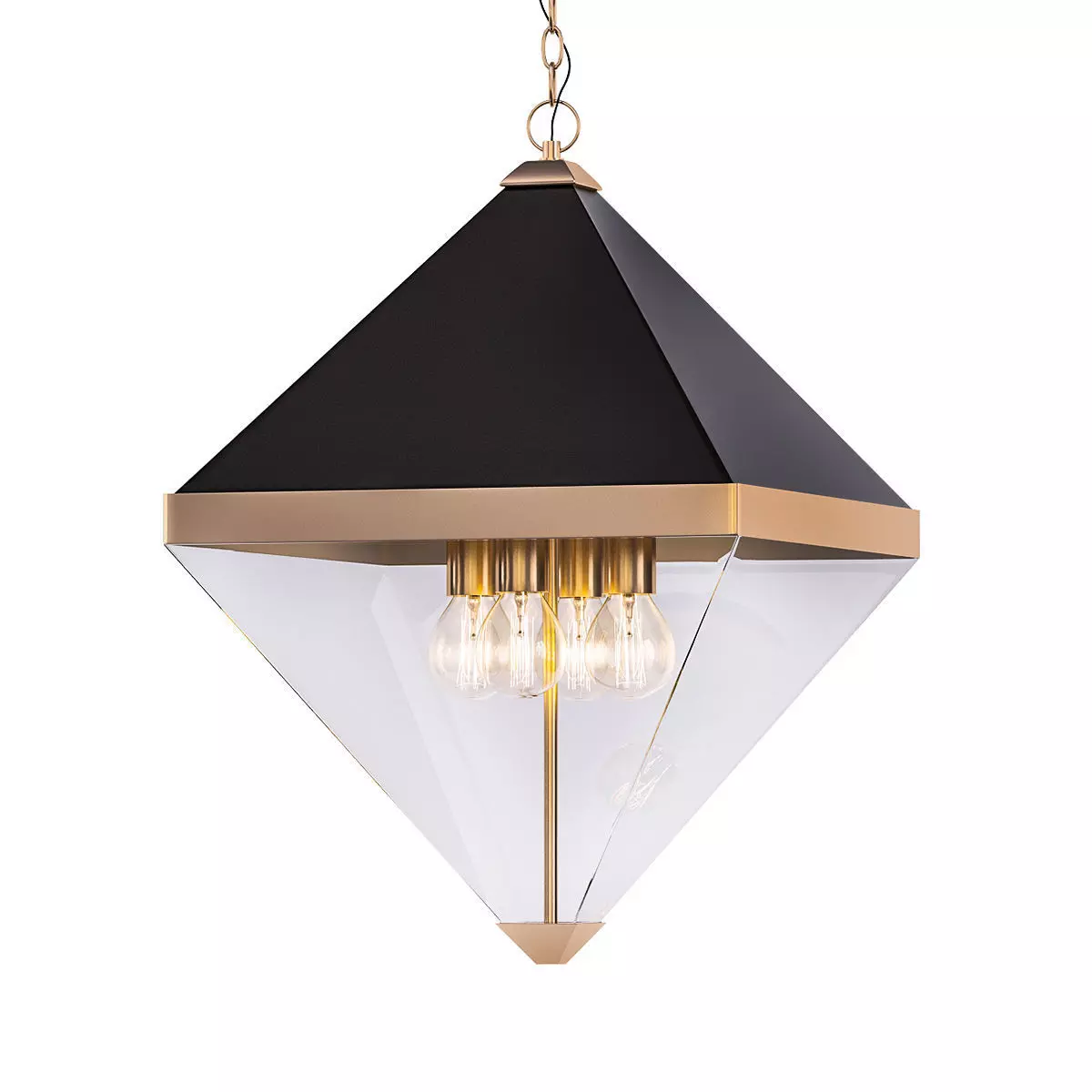 Coltrane gold pendant light with clear glass 3D model_0