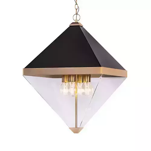 Coltrane gold pendant light with clear glass 3D model