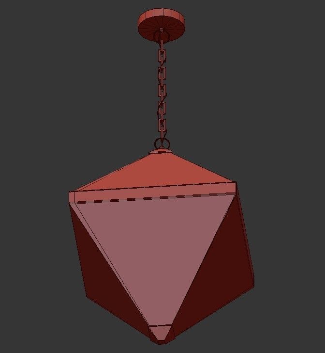 Coltrane gold pendant light with clear glass 3D model_1