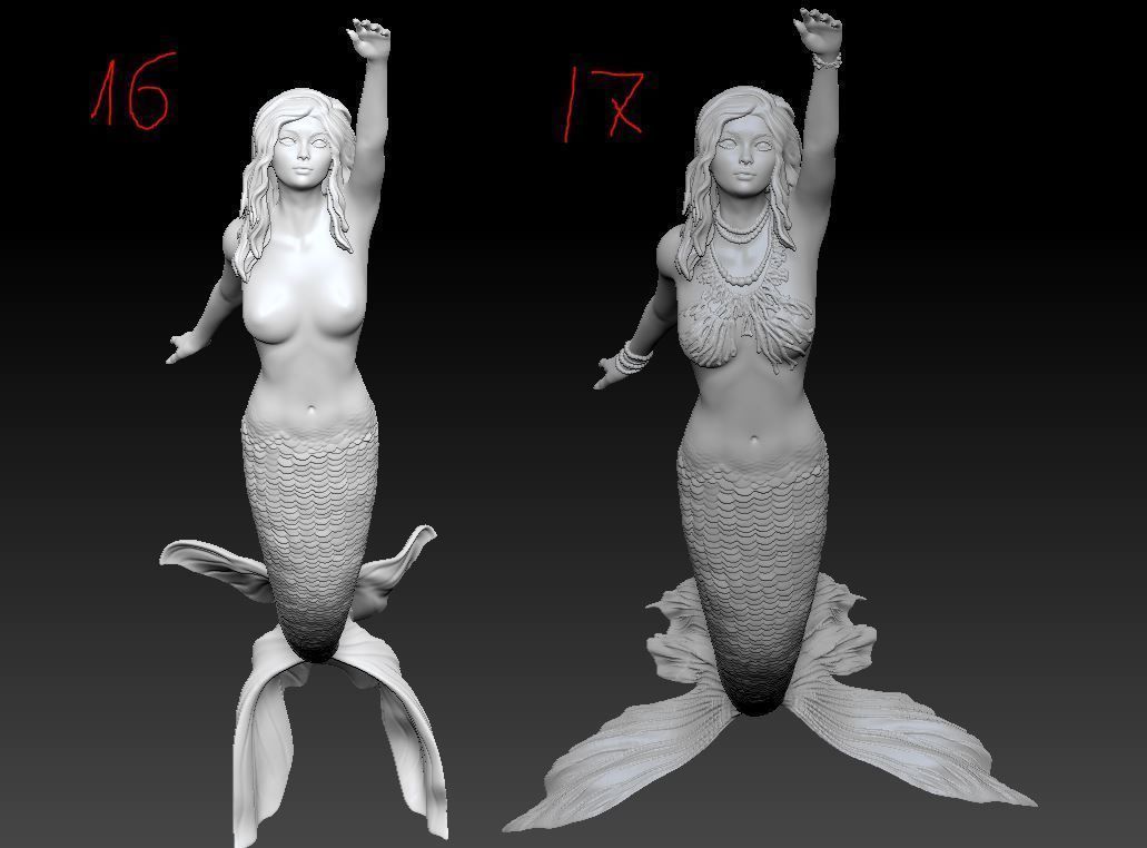 Mermaid several poses and shapes 3D print model_5