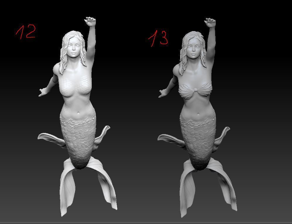 Mermaid several poses and shapes 3D print model_4