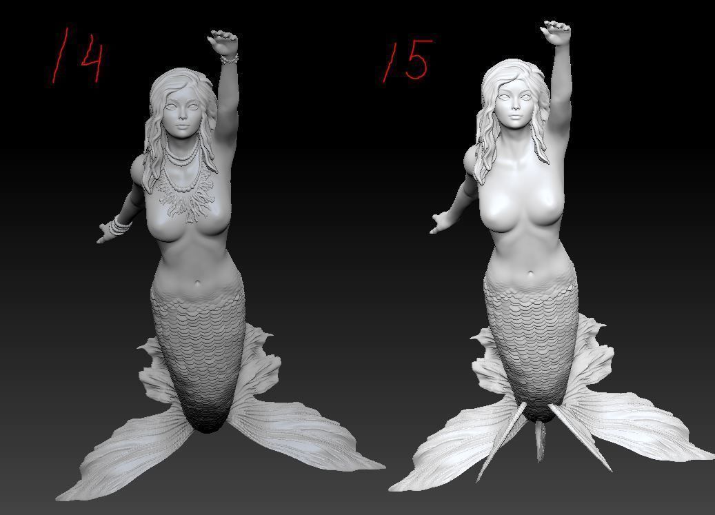 Mermaid several poses and shapes 3D print model_6