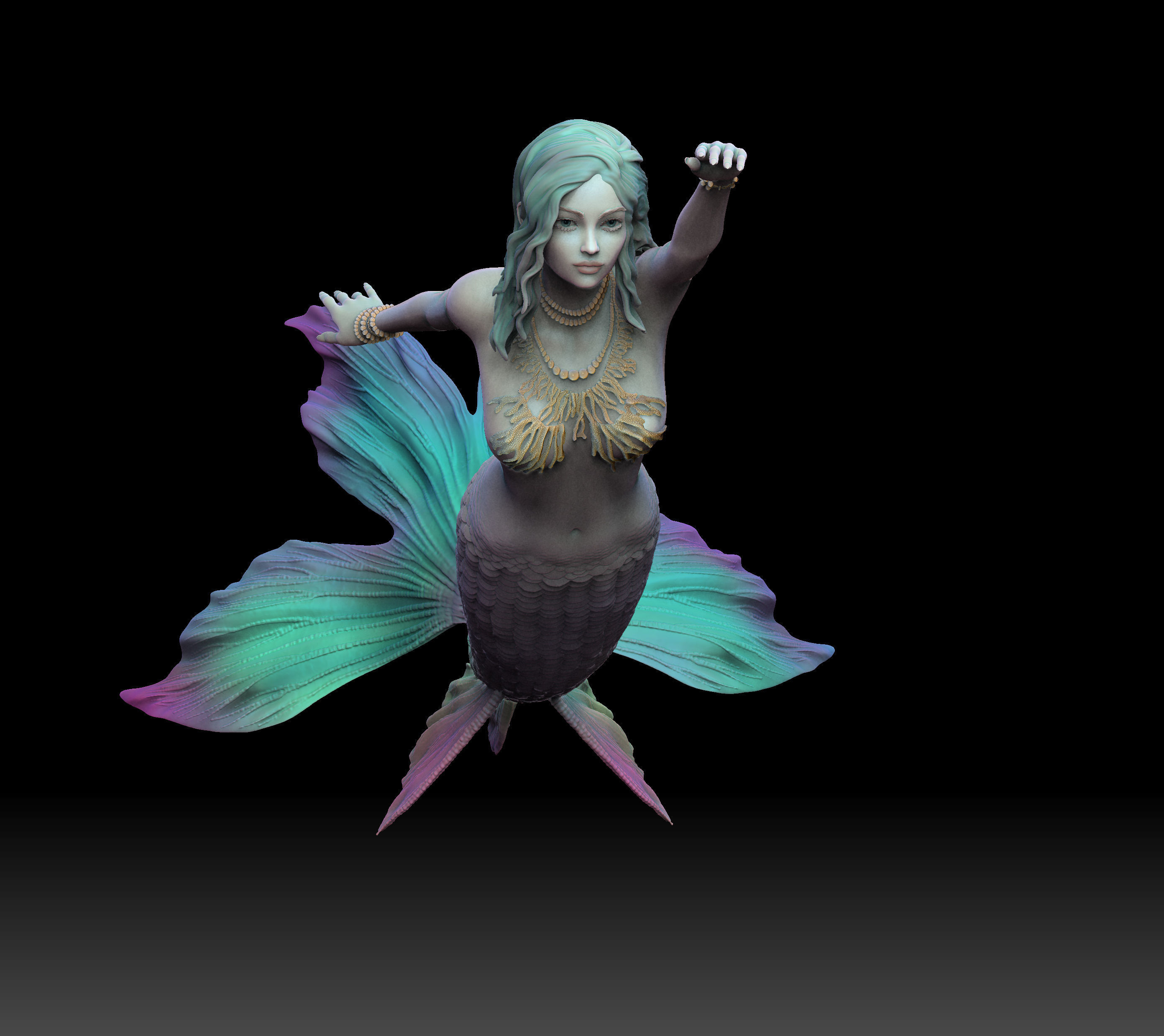Mermaid several poses and shapes 3D print model_1