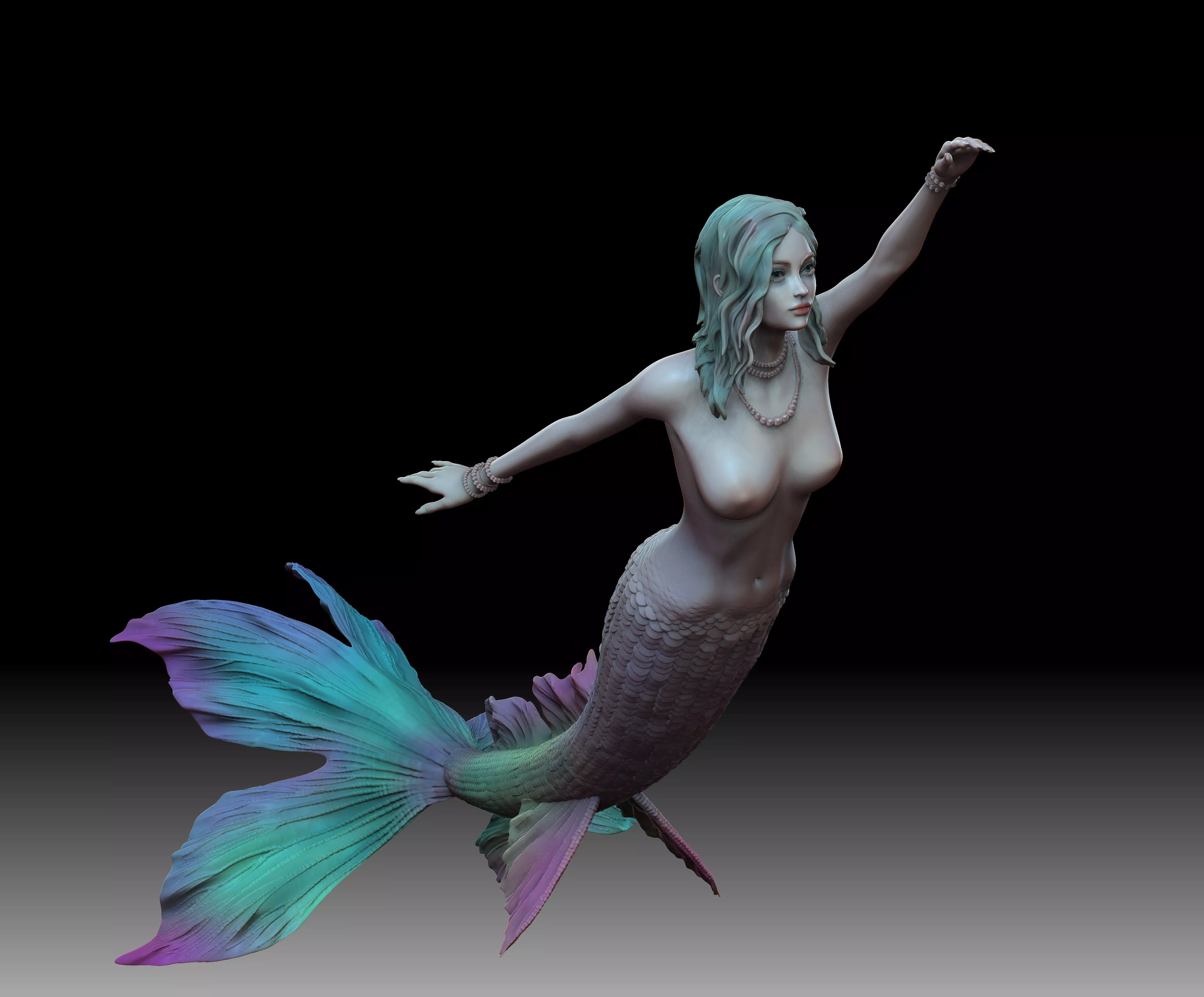 Mermaid several poses and shapes 3D print model_0