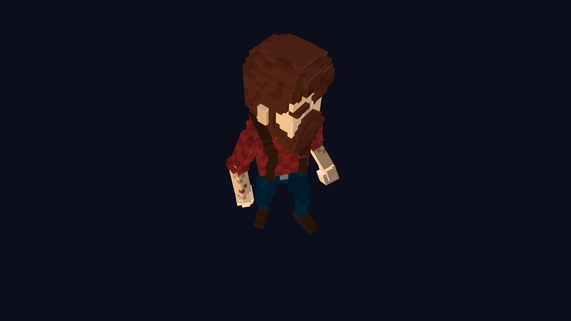 Woodcutter Character - 3D Voxel Model Low-poly 3D model_8