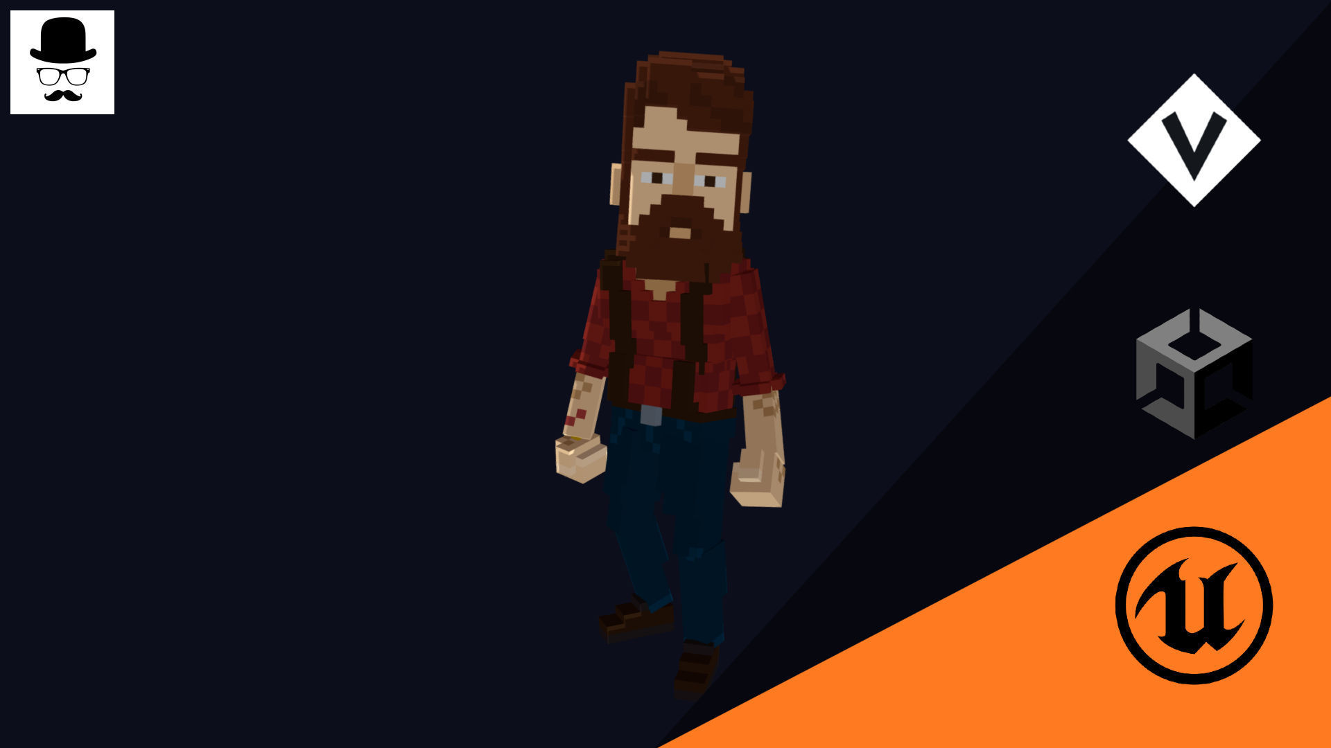 Woodcutter Character - 3D Voxel Model Low-poly 3D model_11
