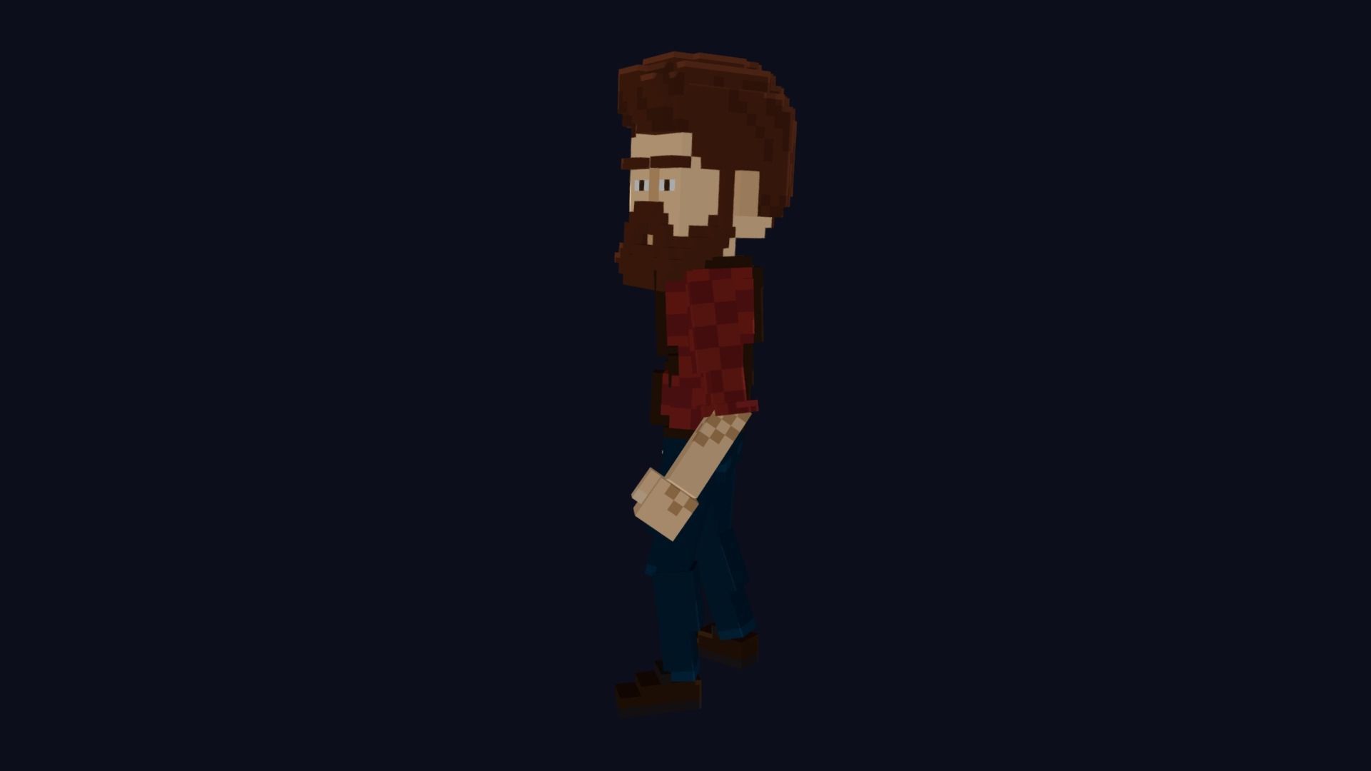 Woodcutter Character - 3D Voxel Model Low-poly 3D model_3