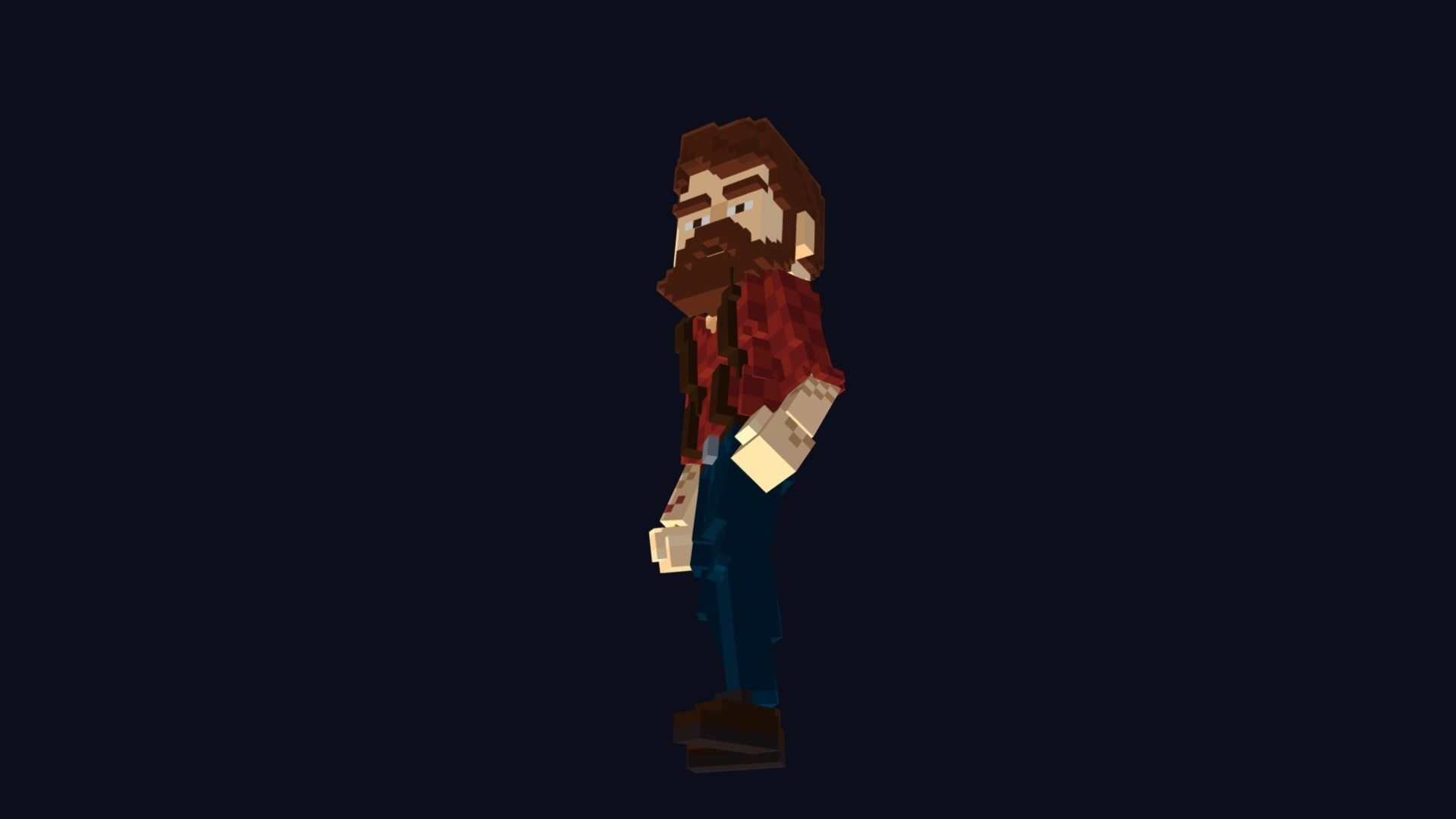 Woodcutter Character - 3D Voxel Model Low-poly 3D model_9