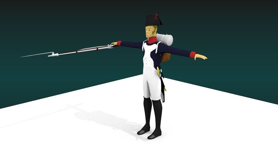 Line infantery mid poly Napoleon Low-poly 3D model_1