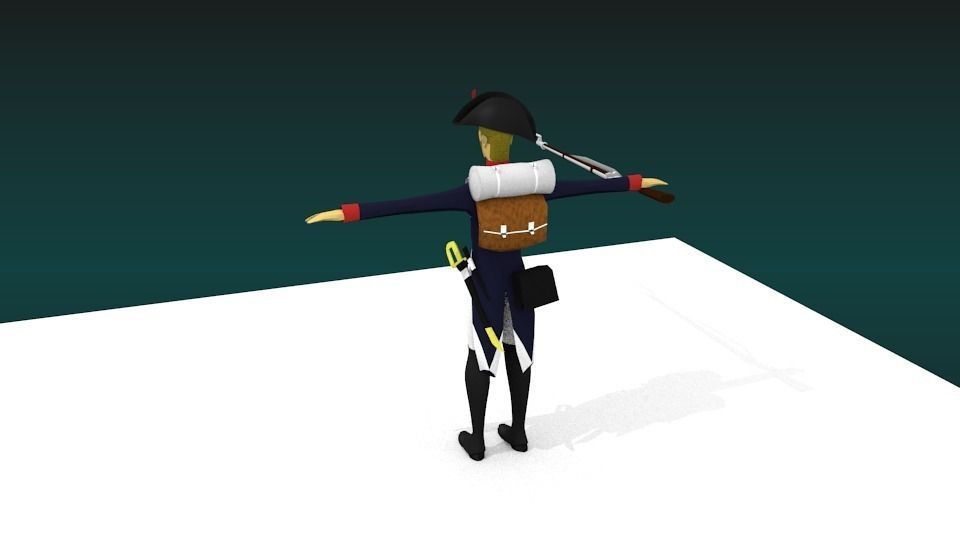 Line infantery mid poly Napoleon Low-poly 3D model_0