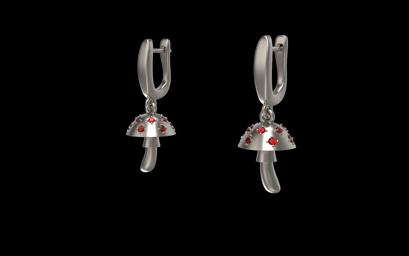 Mushroom earrings 3D print model 3D print model_8