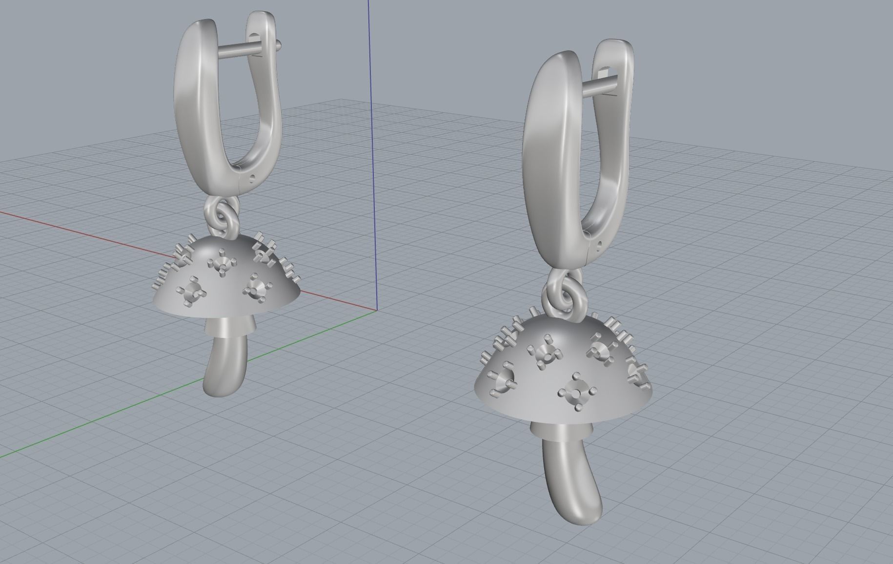Mushroom earrings 3D print model 3D print model_5