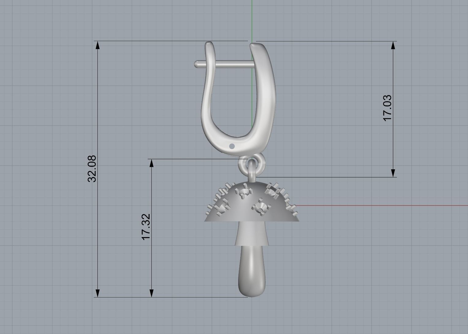 Mushroom earrings 3D print model 3D print model_6