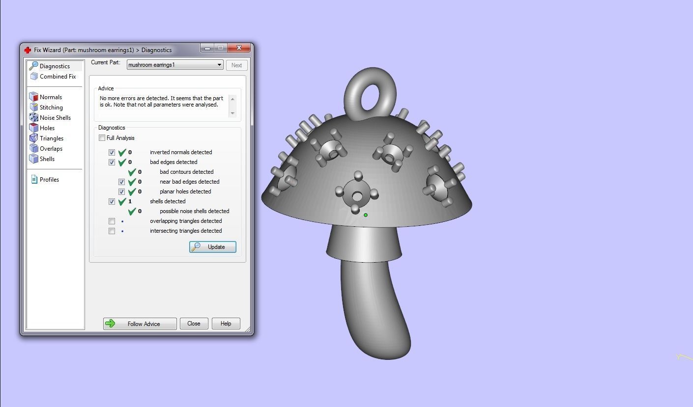 Mushroom earrings 3D print model 3D print model_1