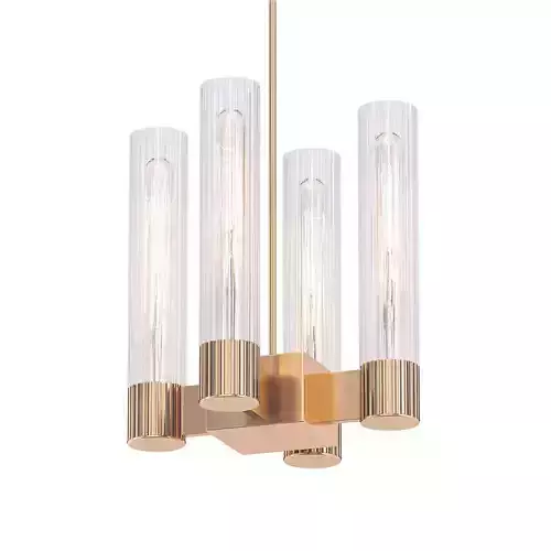PASTIS 4 four light chandelier in brass with clear glass cylinders