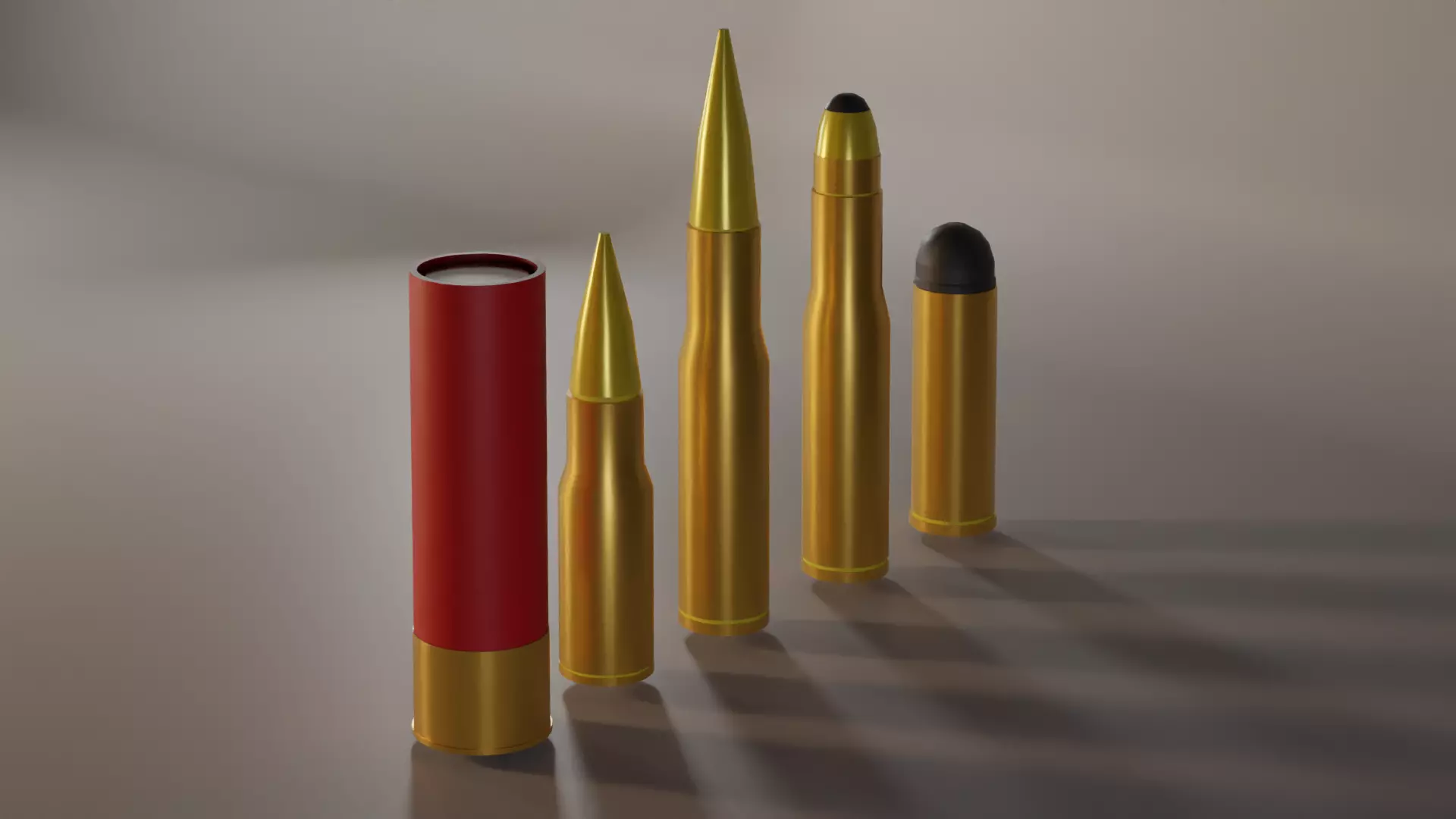 Bullet Set group of bullets Low-poly 3D model_0