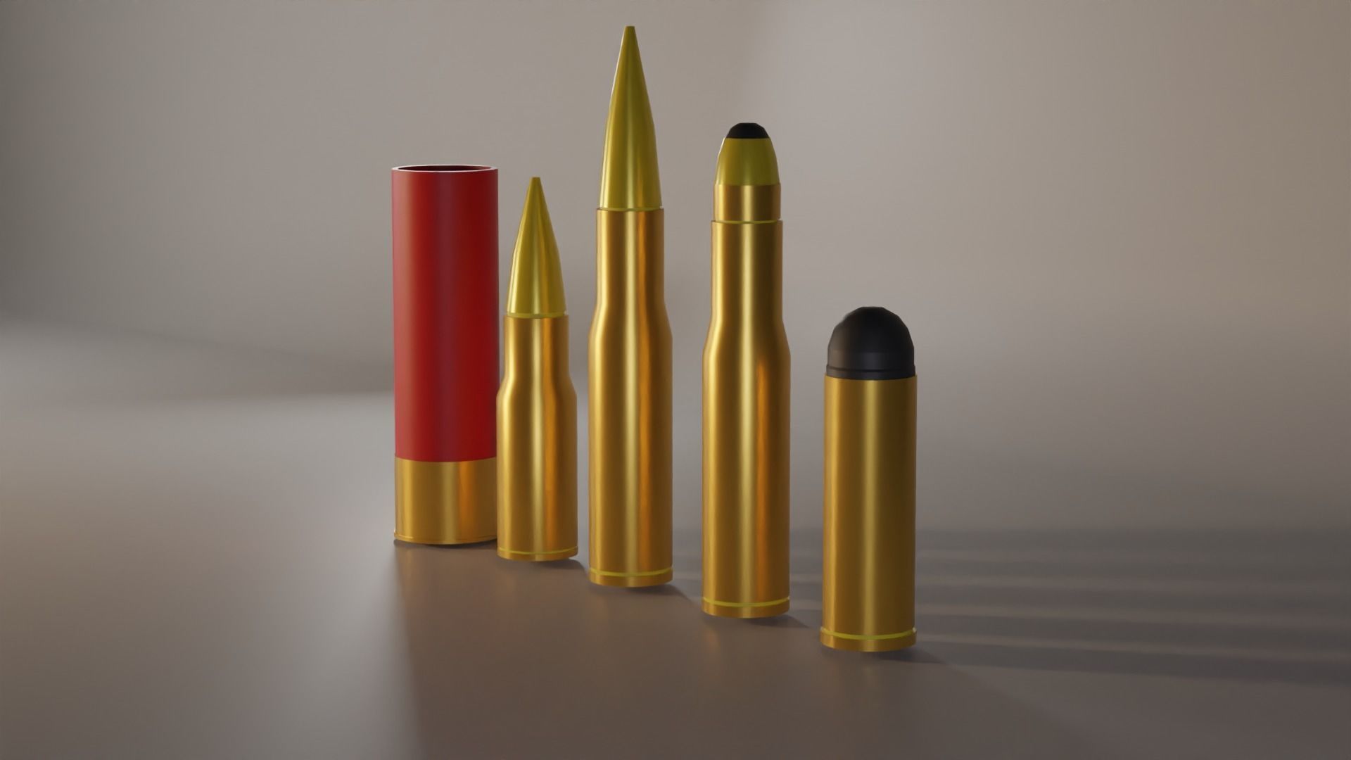 Bullet Set group of bullets Low-poly 3D model_4