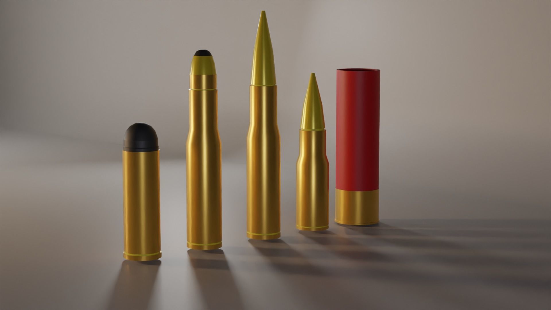 Bullet Set group of bullets Low-poly 3D model_3