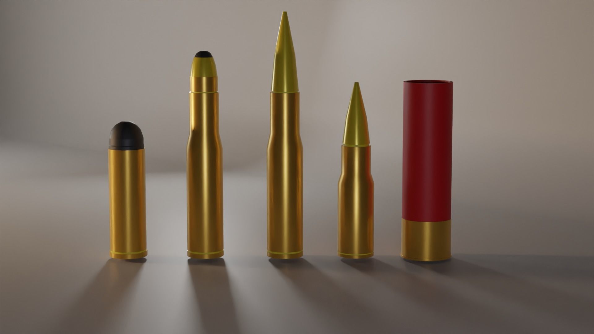 Bullet Set group of bullets Low-poly 3D model_2