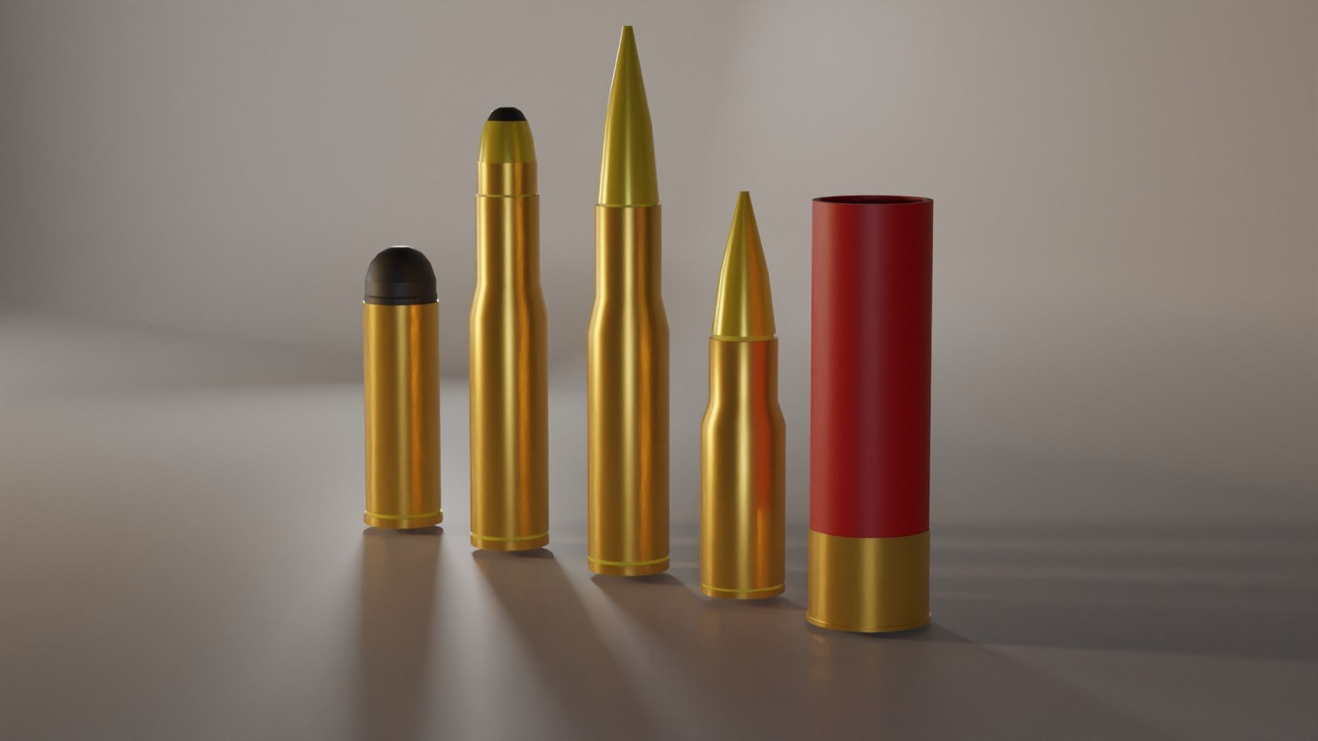 Bullet Set group of bullets Low-poly 3D model_1