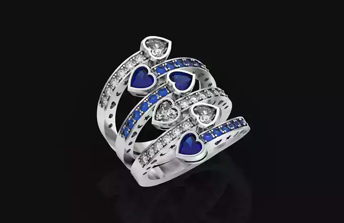  longring  ring with hearts  diamond engagement 688